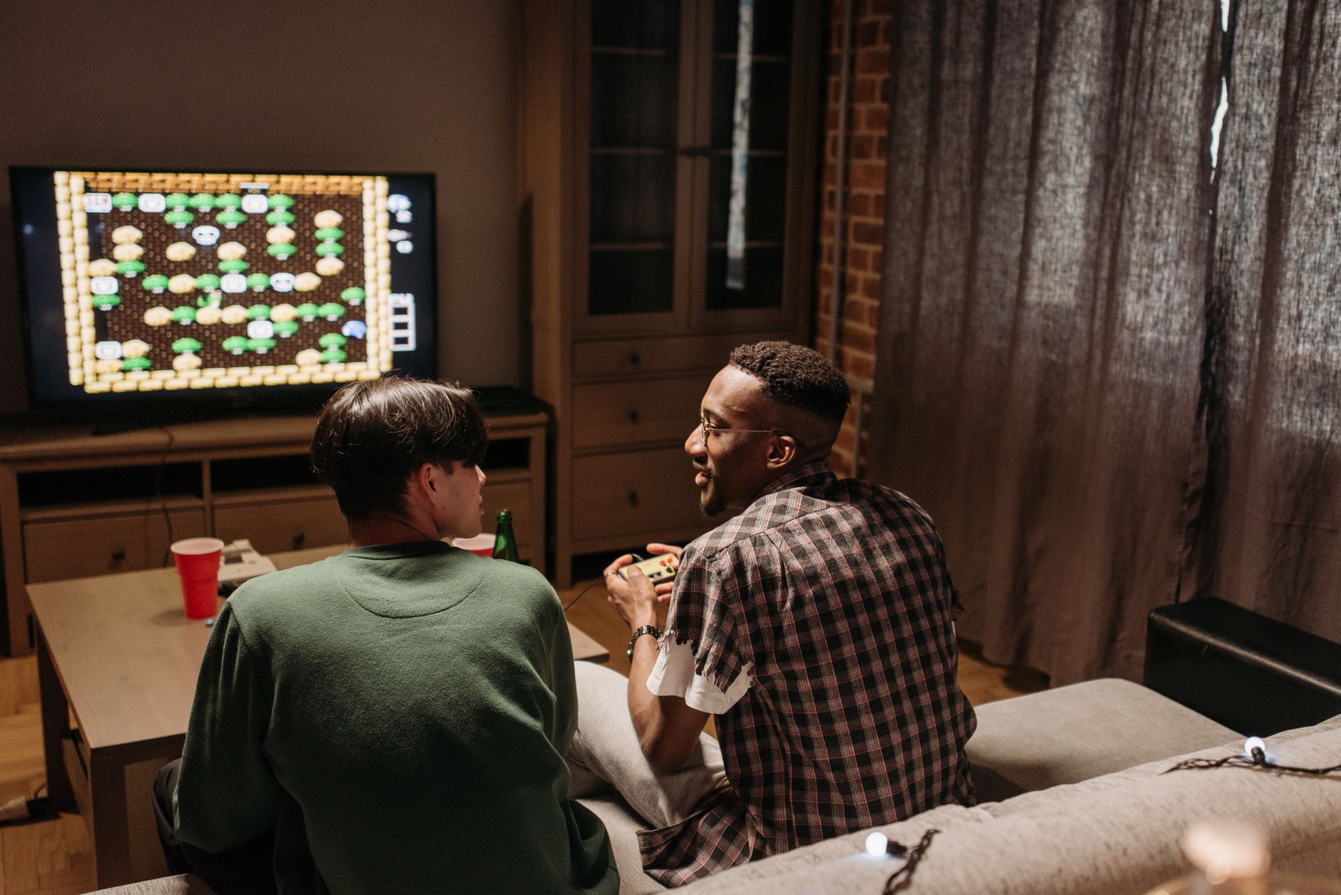 Friends playing a trivia quiz game together