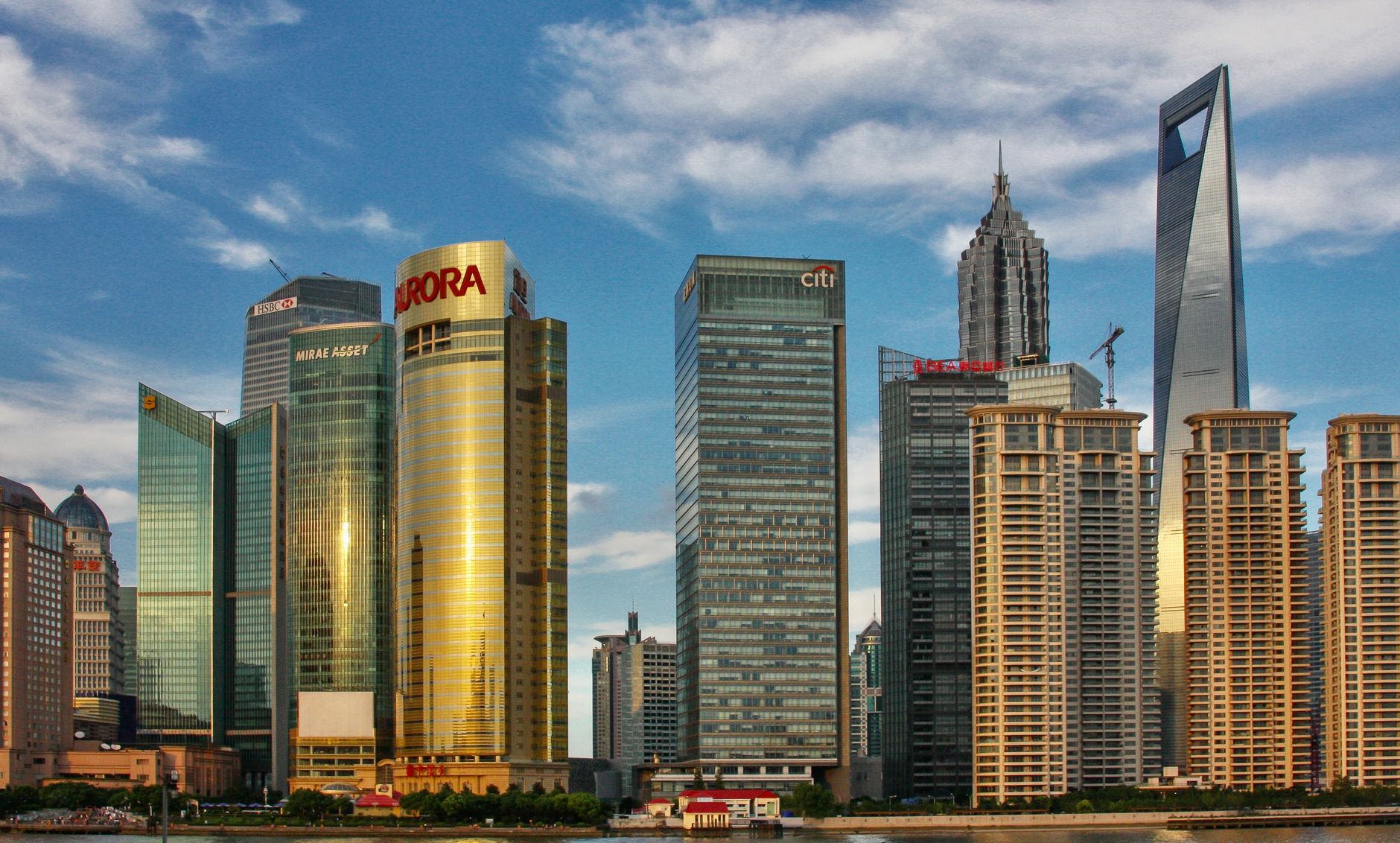 Modern Asian city skyline with skyscrapers at night