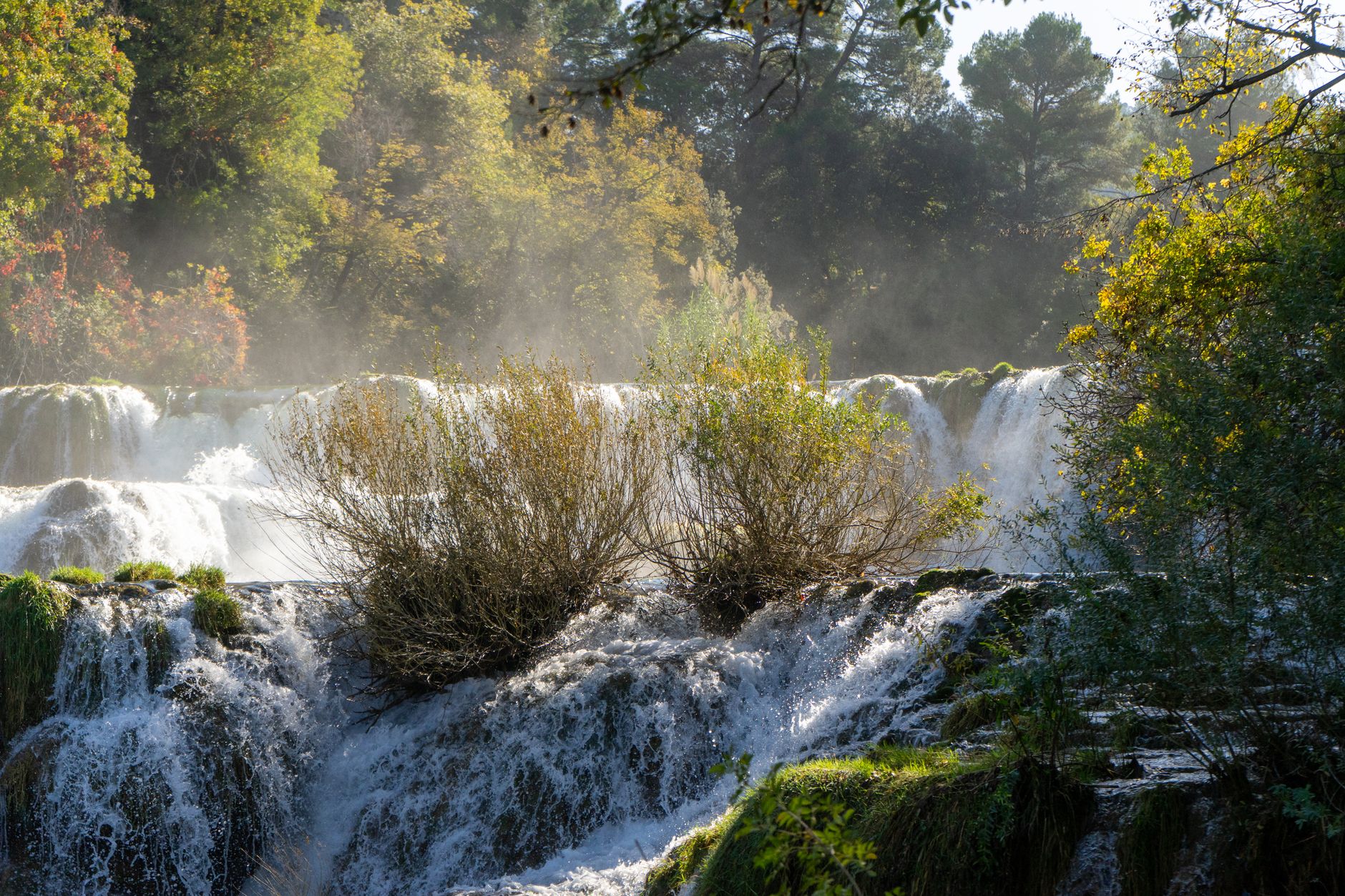 Waterfall in an autumn national park forest