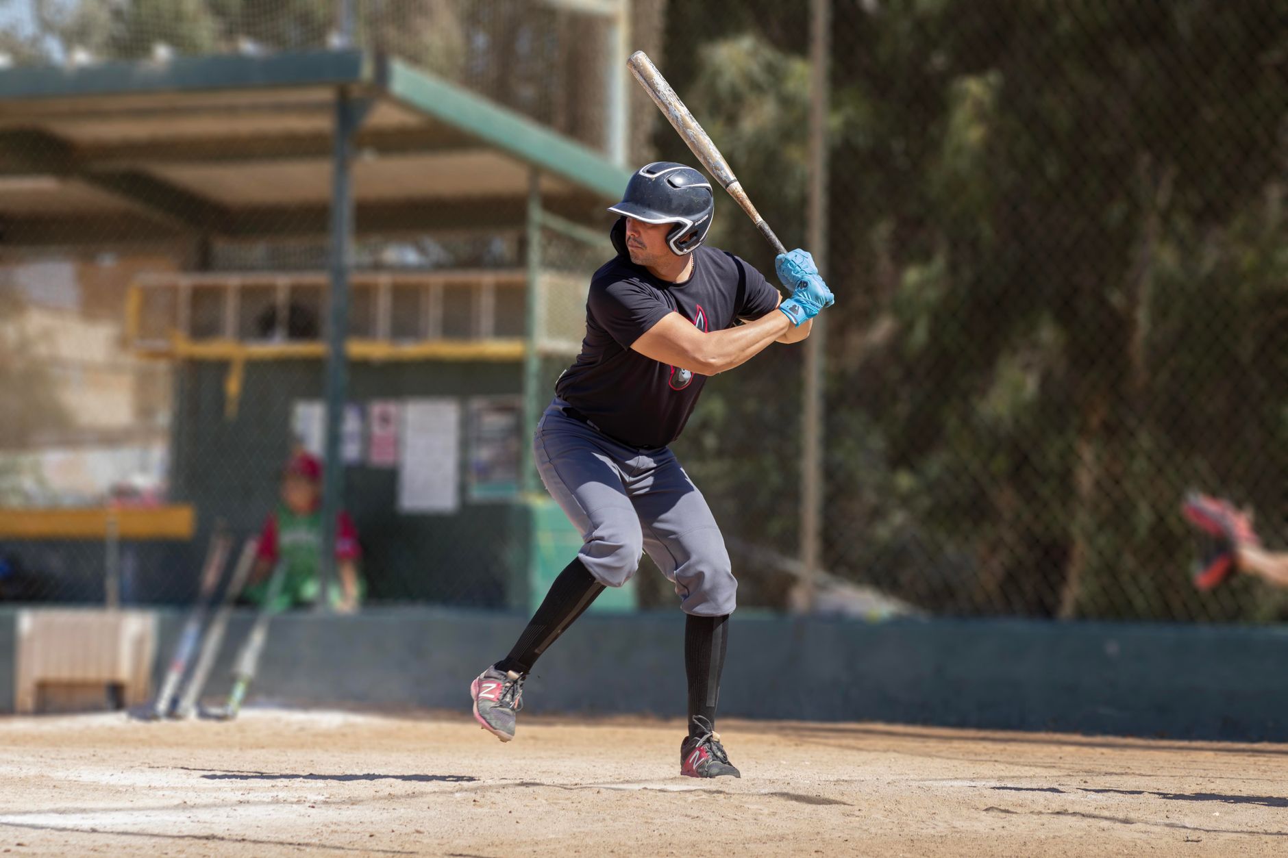 Baseball player swinging a bat during an at-bat