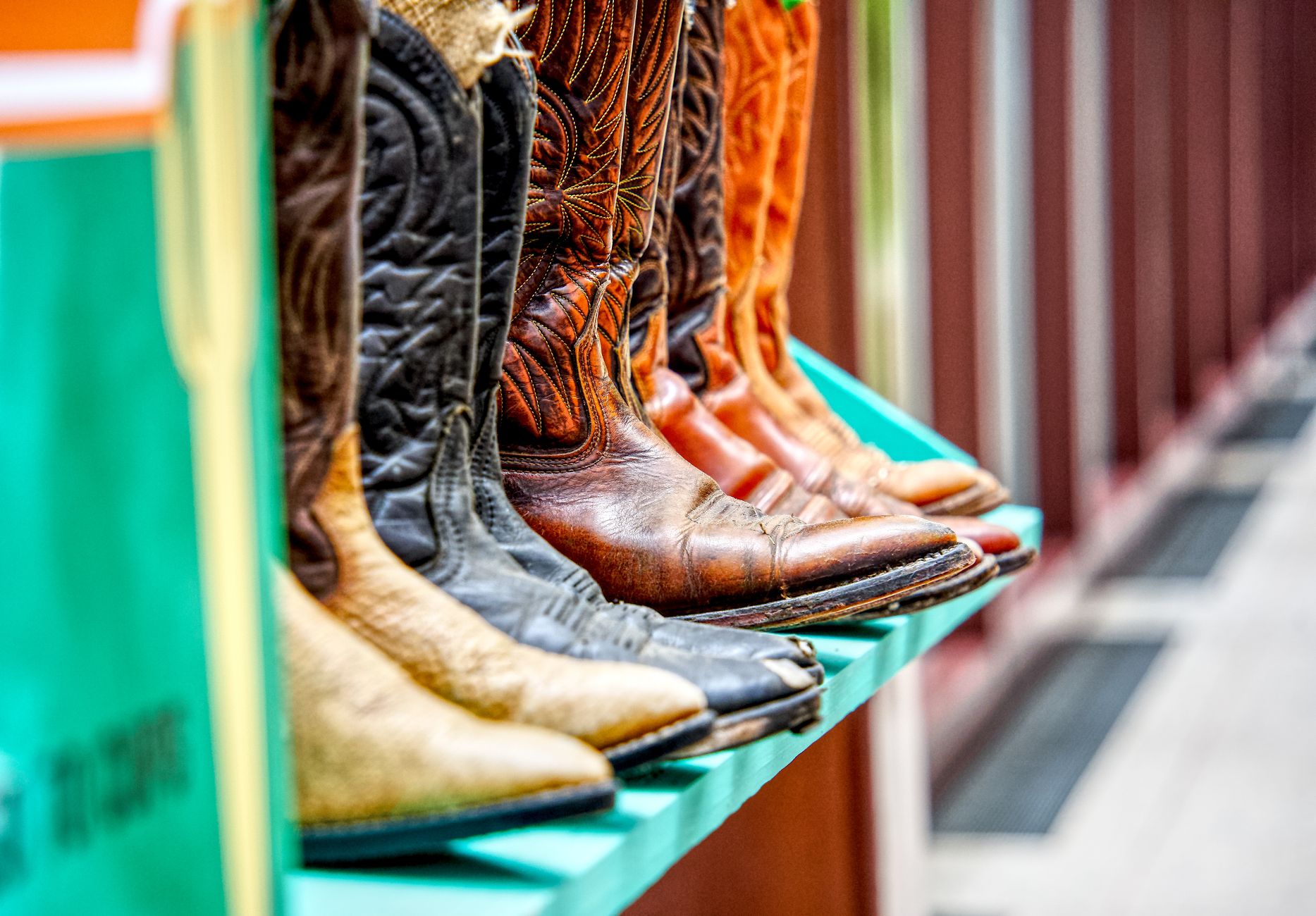 Pair of leather cowboy boots, a classic symbol of country music culture