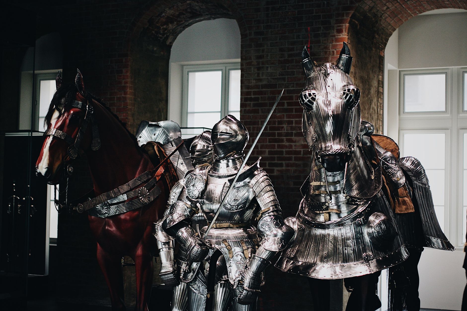 Medieval knight in armor full suit of plate armor