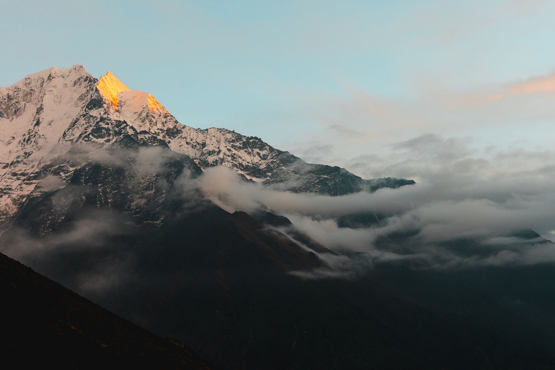 Himalayan mountain range at sunrise
