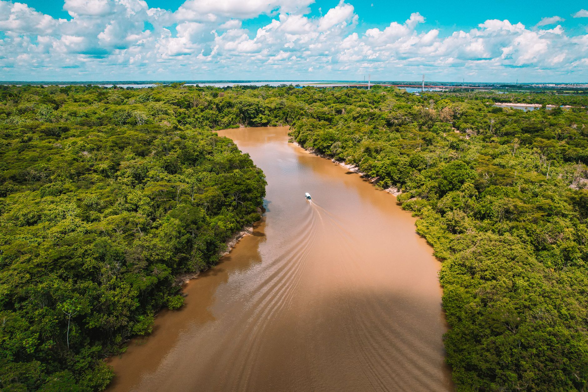 River landscape aerial view