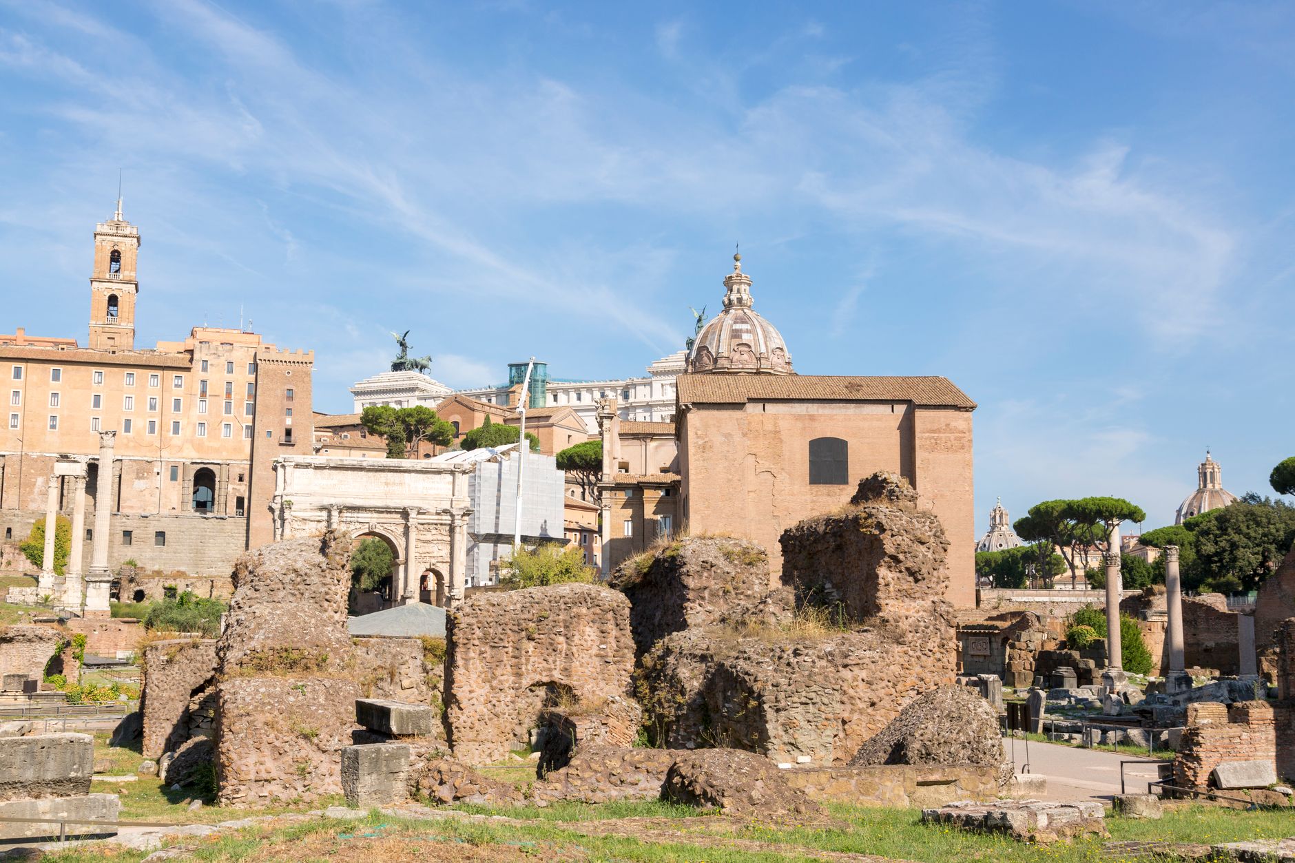 Roman Forum ruins with ancient columns and temples