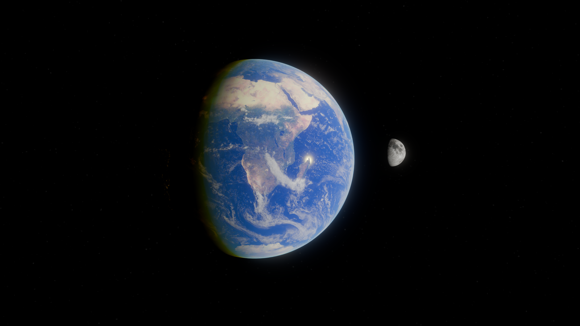 Planet Earth and the Moon from space