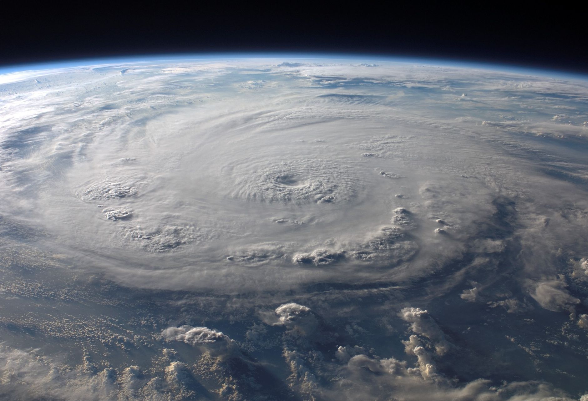 Satellite view of a large hurricane system over the ocean
