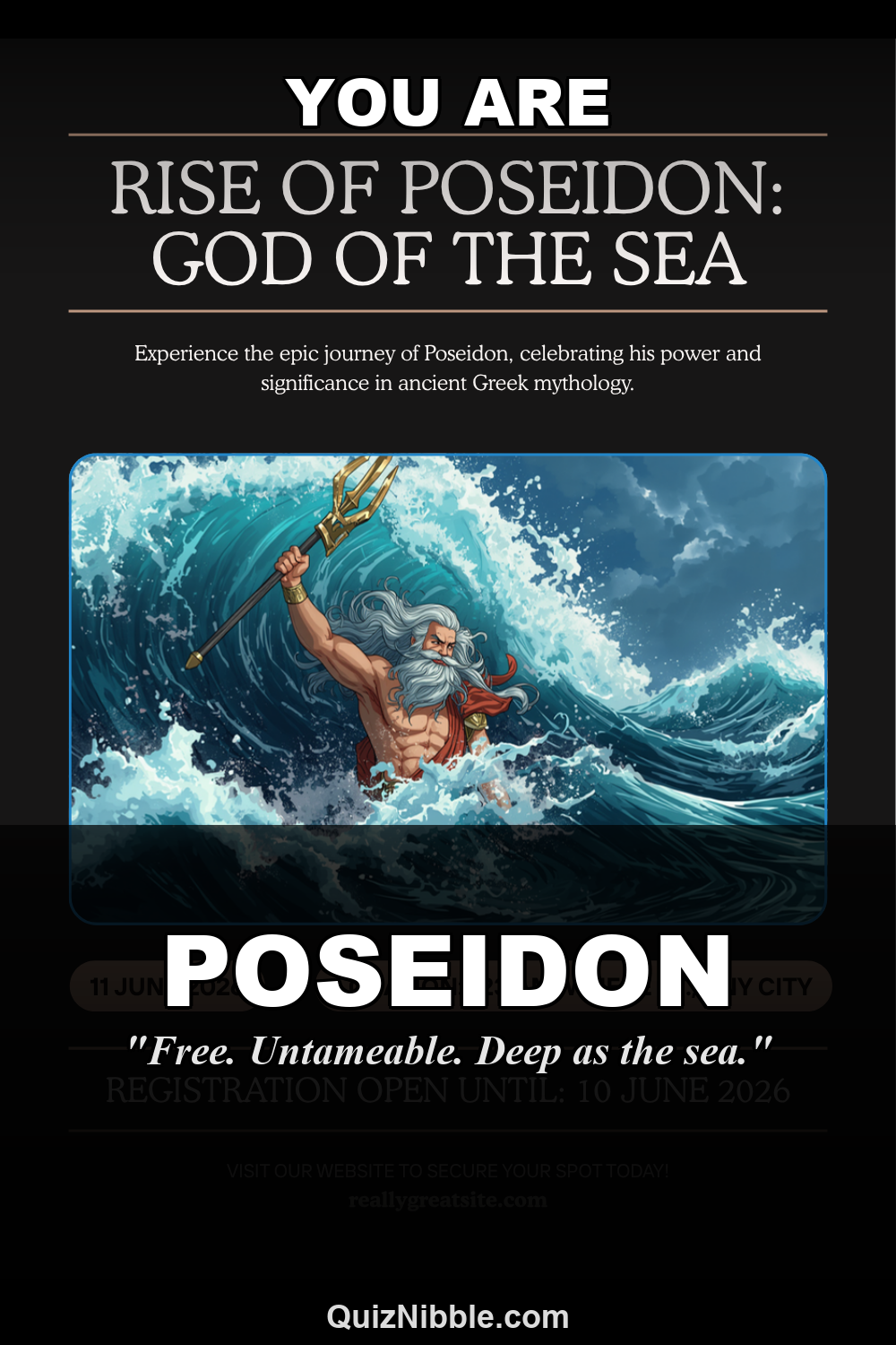 Poseidon result card for Which Greek God or Goddess Are You?
