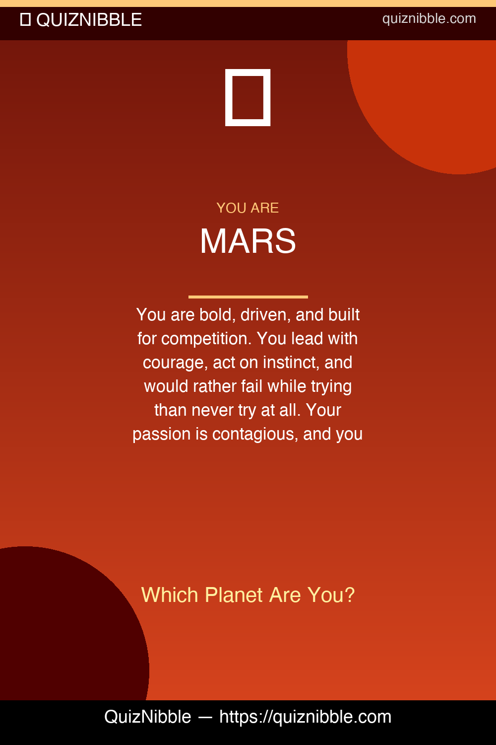 Mars result card for Which Planet Are You?