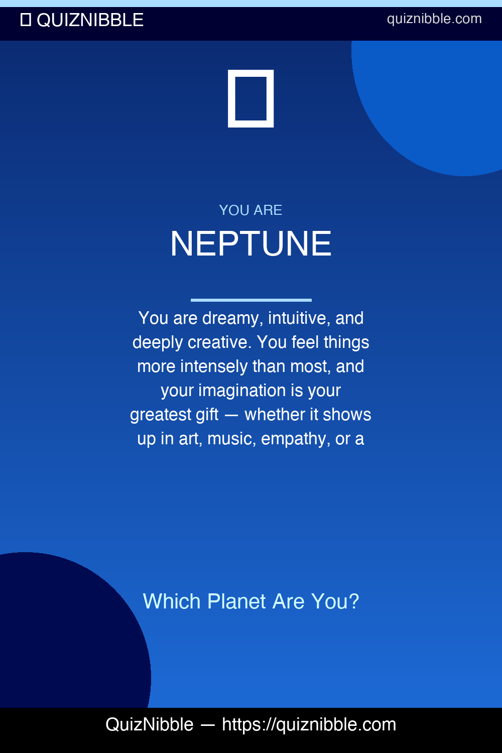 Neptune result card for Which Planet Are You?