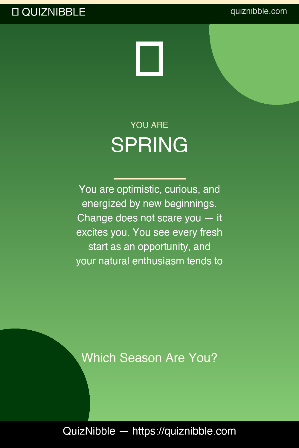 Spring result card for Which Season Are You?