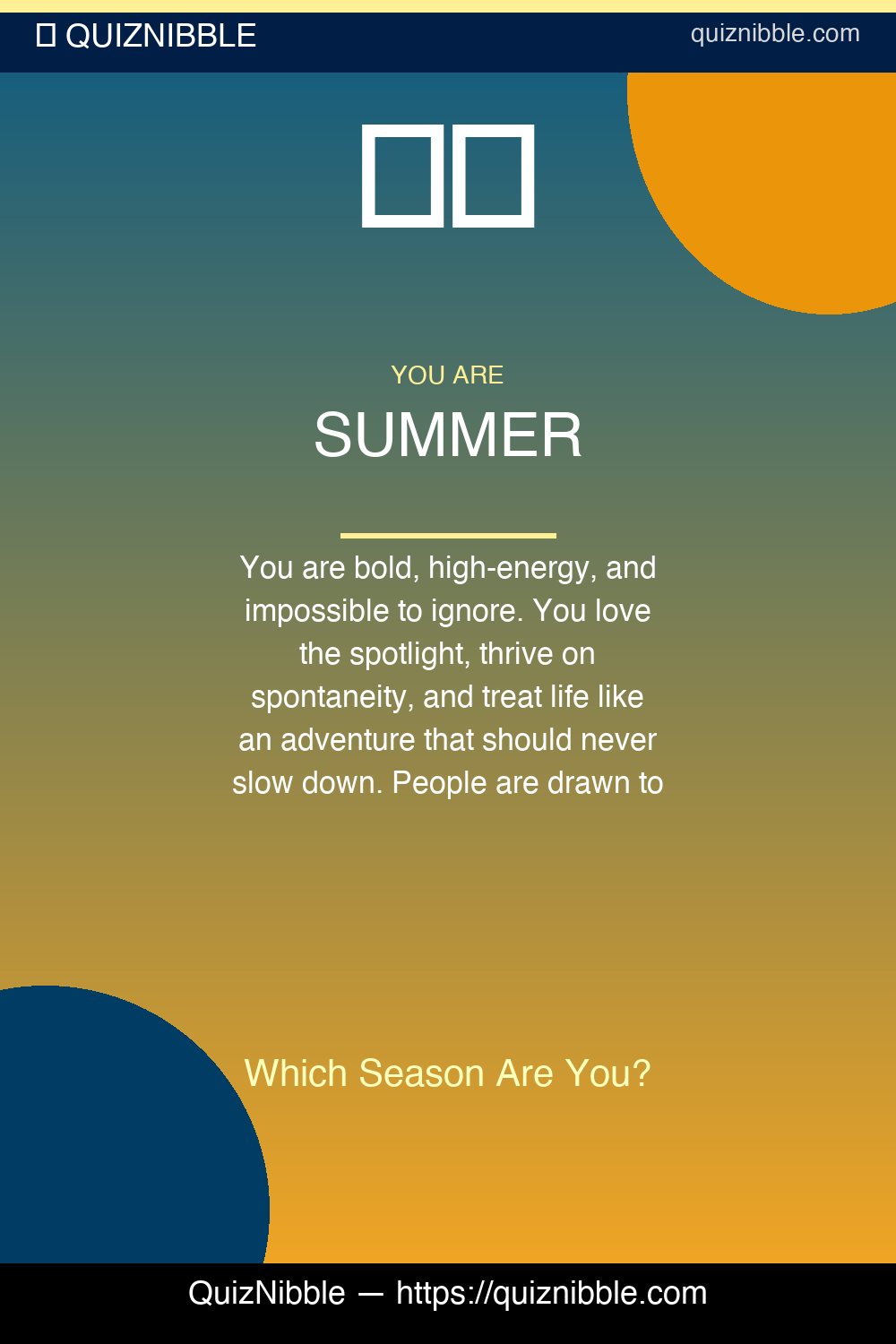 Summer result card for Which Season Are You?