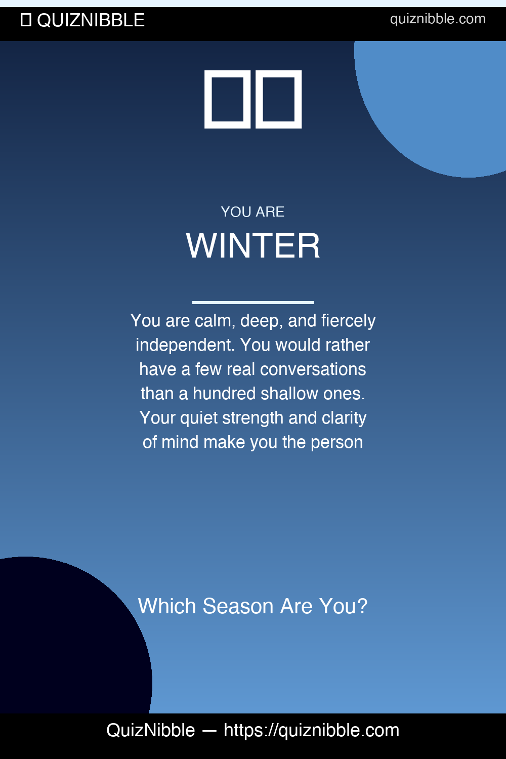 Winter result card for Which Season Are You?