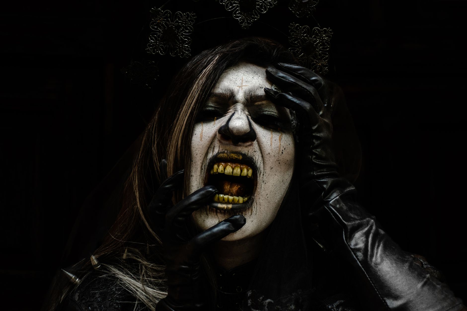 Dark theatrical costume character representing dramatic villain personality