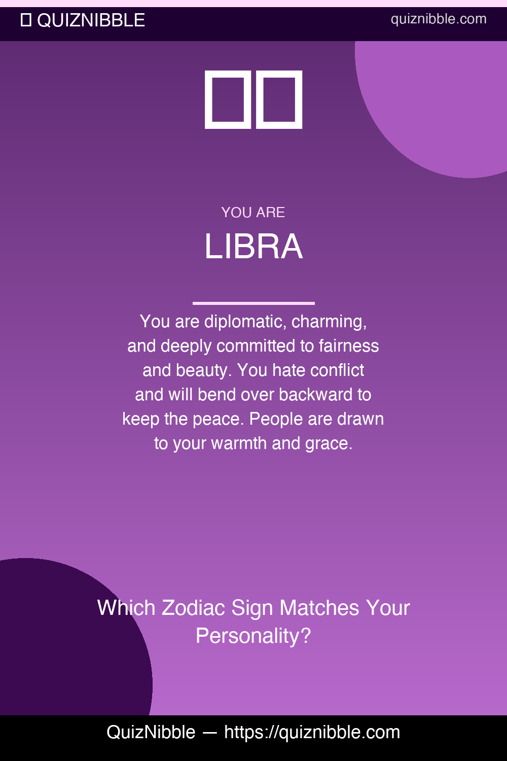 Libra result card for Which Zodiac Sign Matches Your Personality?